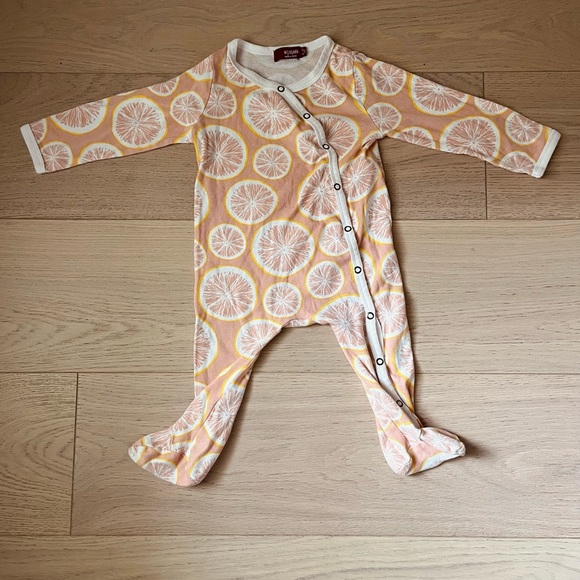 Grapefruit Organic Cotton Snap Footed Romper - Picture 1 of 5